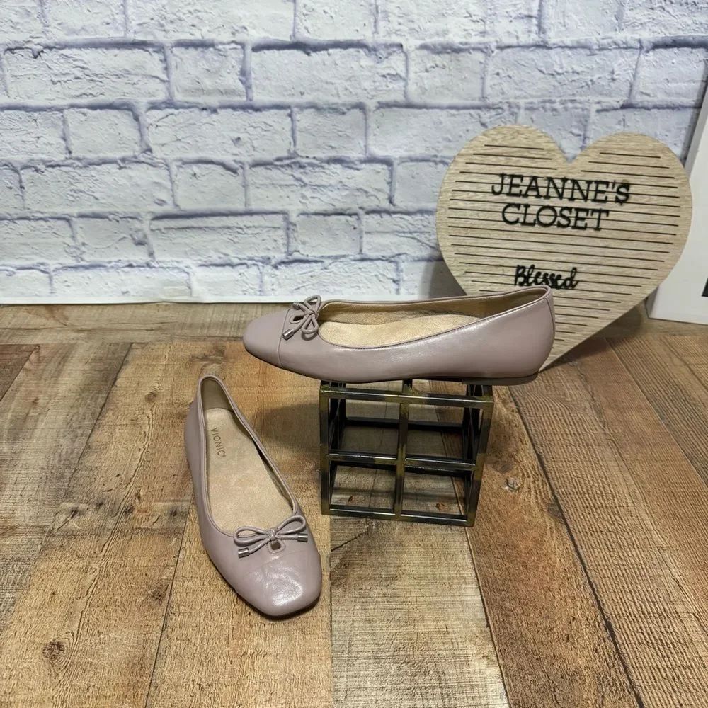 Vionic Women's Klara Ballet Flat Magnolia Dusk Grey Leather